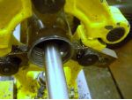Another view of the left hand threading operation. Note the tool is working at the rear of the hole