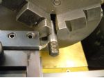 The tool holder in use for screwcutting. Note it is at 90deg. to the position used when boring