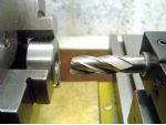 An old end mill used as a boring tool